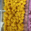 Bright yellow 3D resin rose flower beads with horizontal holes for DIY jewelry making accessories - Approx 6mm (Min. Order 100 Pcs) / Bright yellow