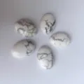 Cabochons en pierre d'howlite blanche ovale avec texture marbrée grise pour bijoux DIY - 4*6mm / Lot de 10 / Turquoise Blanche Naturelle