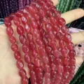 Natürliche rosa unregelmäßige ovale Turmalin-Achat-Perlen für DIY-Schmuck - Ca. 6*9mm (Ca. 38cm Strang) / Helles Weinrot