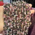Strands of multi-color faceted natural stone beads for DIY jewelry making projects - Natural Tourmaline / 2mm Faceted Round Beads (Approx. 170 Pieces Per Strand)