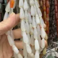 Perles en agate blanche naturelle en forme de goutte 8x20mm pour création bijoux - 8*20MM / Env. 20 Pièces/Fil / Agate