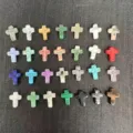 12x16mm natural stone cross beads assortment in various crystal and agate stone colors - 1 Bead / Multicolor
