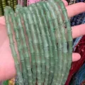 Handcrafted natural green olive jade bamboo joint tube beads for DIY jewelry design - Approx. 32 Pieces/Pack / Green Aventurine