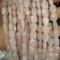 Faceted pink crystal rectangle beads for DIY jewelry making - 8x12mm (Approx 18 Pieces/Strand) / Rose Quartz