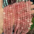 High quality 8mm natural pink strawberry quartz round loose beads for DIY jewelry making - 8mm (Approx. 47 Beads Per Strand) / Pink