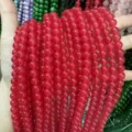 Vibrant 8mm strawberry crystal round beads for DIY jewelry making and semi-finished crafts - 8mm (Approx. 47 Beads Per Strand) / Rose Red