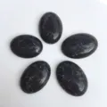 Cabochons ovales en pierre veinée noire polie pour la fabrication de bijoux DIY et bague - 6*8mm / Lot de 10 / Howlite à Lignes Noires
