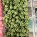 Handmade green shell powder carved rose beads with horizontal hole for DIY jewelry making - 3D Rose Flower (2025-9) / 50 Pieces/Pack (10mm) / Green