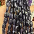 Faceted blue goldstone rectangular loose beads for DIY jewelry making - 8x12mm (Approx 18 Pieces/Strand) / Blue Sandstone