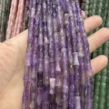 5x12mm bamboo-joint purple natural stone tube beads for DIY jewelry making and crafts - Approx. 32 Pieces/Pack / Amethyst