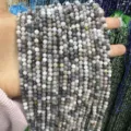 Faceted grey and white natural stone beads for DIY jewelry making and handicraft accessories - 2mm Faceted Round Beads (Approx. 170 Pieces/Pack) / Natural Hawk's Eye Stone
