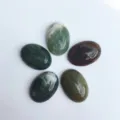 Cabochons ovales en agate mousse naturelle polie pour accessoires de bijoux DIY - 4*6mm / Lot de 10 / Agate d'Inde
