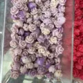 Purple and white 3D shell powder rose flower beads with horizontal holes for DIY jewelry - 3D Rose Flower (2025-10) / 50 Pieces/Pack (10mm) / Purple White Gradient