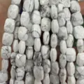 Faceted rectangle natural white stone loose beads with grey veins for DIY jewelry - 8x12mm (Approx 18 Pieces/Strand) / White Turquoise