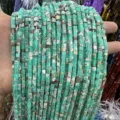 3x3mm natural mint green stone square cube beads for DIY handmade jewelry making - Dark Shoushan Stone