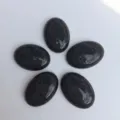 Cinq cabochons lisses en pierre naturelle noire ovale pour la fabrication de bijoux DIY - 4*6mm / Lot de 10 / Agate noire