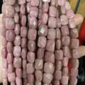 Faceted rectangular natural pink stone beads strand for DIY handmade jewelry crafts - Rhodonite