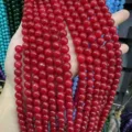 8mm bright red strawberry quartz round stone beads for DIY jewelry making strands - 8mm (Approx. 47 Beads Per Strand) / Red
