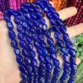 Natürliche unregelmäßige ovale blaue Achatperlen für die DIY-Schmuckherstellung und Handwerk - Ca. 6*9mm (Ca. 38cm Strang) / Saphirblau
