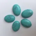 Cabochons en pierre turquoise ovale bleue avec motifs en toile d'araignée pour bijoux DIY - 4*6mm / Lot de 10 / Turquoise