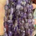 Natural purple faceted rectangular amethyst stone beads for DIY jewelry creations - Purple Crystal