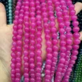 Strand of 8mm rose red translucent round gemstone beads for DIY jewelry making craft - 8mm (Approx. 47 Beads Per Strand) / Rose Red