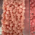 Bulk small pink 3D rose flower beads made of shell powder for DIY jewelry crafts - 50 Pieces/Pack (10mm) / Light Pink (2025-13)