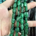 Faceted rectangular green malachite stone beads strands for DIY handmade jewelry making - Peacock