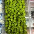 Green 3D rose flower beads with horizontal holes for DIY jewelry making and hair accessories - 50 Pieces/Pack (10mm) / Grass Green (2025-15)