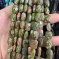 Natural Unakite stone faceted rectangular beads for DIY jewelry making - Unakite