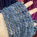 Blaue ovale behandelte Turmalin Achat Perlen für die DIY Schmuckherstellung geeignet - Ca. 6*9mm (Ca. 38cm Strang) / Helles Tintenblau