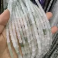5x12mm light green natural stone bamboo joint tube beads for DIY jewelry making - Approx. 32 Pieces/Pack / Tianshan Green Stone