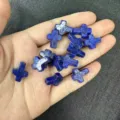12x16mm Lapis style natural stone cross beads with vertical holes for DIY jewelry making - 1 Bead / Enhanced Lapis Lazuli