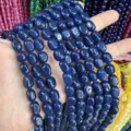 Natürliche blaue unregelmäßige ovale Steinperlen für die handgefertigte DIY-Schmuckherstellung - Ca. 6*9mm (Ca. 38cm Strang) / Marineblau
