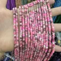 Strands of pink and brown patterned 3mm square natural stone beads for DIY jewelry - Rose Red Imperial Stone