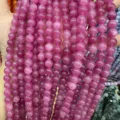 8mm purple natural stone round beads for DIY jewelry making strawberry quartz crystal strands - 8mm (Approx. 47 Beads Per Strand) / Fuschia