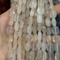 Faceted rectangular semi-transparent white agate loose beads for DIY jewelry making. - Agate