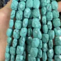 Faceted rectangular turquoise blue stone beads for DIY jewelry making and beading projects - Green Turquoise