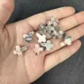 Natural cross-shaped stone beads in grey and white marble pattern for DIY, 12x16mm size. - 1 Bead / Pink Zebra Jasper