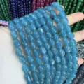 Natürliche blaue unregelmäßige ovale Steinperlen für die DIY-Schmuckherstellung Zubehör - Ca. 6*9mm (Ca. 38cm Strang) / Blaugrün