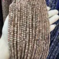 Faceted natural stone beads in earthy pink for DIY jewelry making and necklace crafts - Brazilian Rhodochrosite Round Beads / 2mm Faceted (Approx. 170 Beads/Strand)
