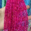 3mm round fuchsia shell beads for DIY jewelry making, vibrant loose beads strands - 3mm (Approx 38cm Strand) / Rose Red