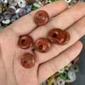 Natural red jasper donut stone bead pendant for DIY necklace and bracelet jewelry making - Red Jasper