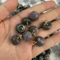 Natural stone apple-shaped pendant with gold bail in dark mottled hues for DIY jewelry - 15mm (ai-10 Pieces/Pack) / India Agate