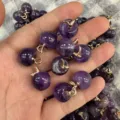 Natural purple amethyst stone apple shape pendants with gold leaf bails for DIY jewelry - 15mm (ai-10 Pieces/Pack) / Purple Crystal