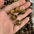 Natural tiger eye stone apple-shaped pendant with gold bale for DIY jewelry craft making - 15mm (ai-10 Pieces/Pack) / Tiger Eye