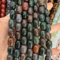 High quality mixed color natural stone agate barrel beads for DIY jewelry making and bracelets - 10x14mm (Approx 28 Pcs/Strand) / Indian Agate