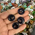 Hand-held dark blue goldstone off-center hole donut bead for DIY jewelry making - Blue Sand