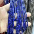 Κυλινδρικές χάντρες 2x2mm από φυσικό λάπις λάζουλι για κατασκευή κοσμημάτων DIY - Κύλινδρος Λάπις Λάζουλι / Ένα Νήμα (Περίπου 38cm)