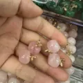 Natural pink rose quartz crystal apple pendant charm for DIY earring and bracelet making - 15mm (ai-10 Pieces/Pack) / Rose Quartz